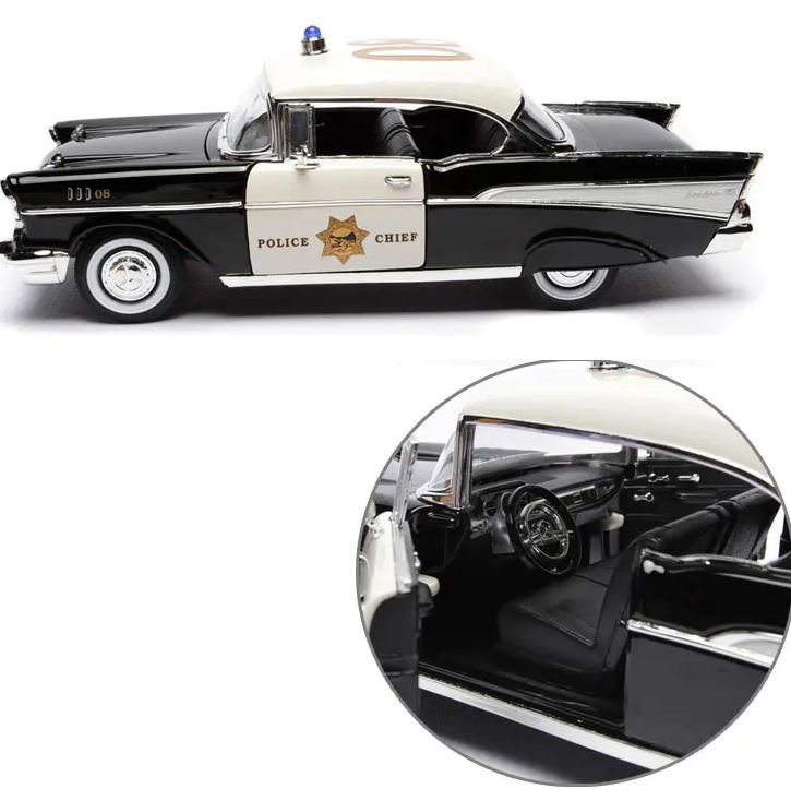 1:18 Vintage Police Cruiser Diecast Model - Classic Law Enforcement Alloy Car