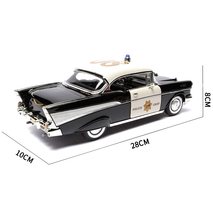 1:18 Vintage Police Cruiser Diecast Model - Classic Law Enforcement Alloy Car