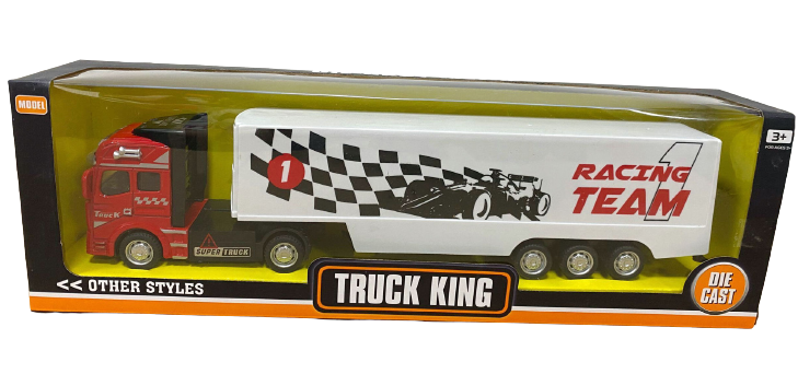 1/48 Pull-Back Container Truck - Diecast Alloy Toy with Friction