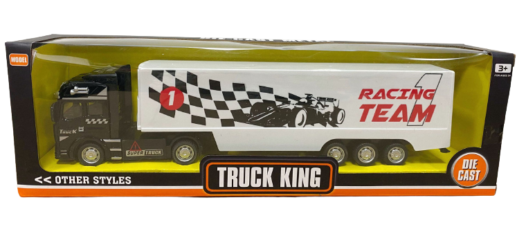 1/48 Pull-Back Container Truck - Diecast Alloy Toy with Friction