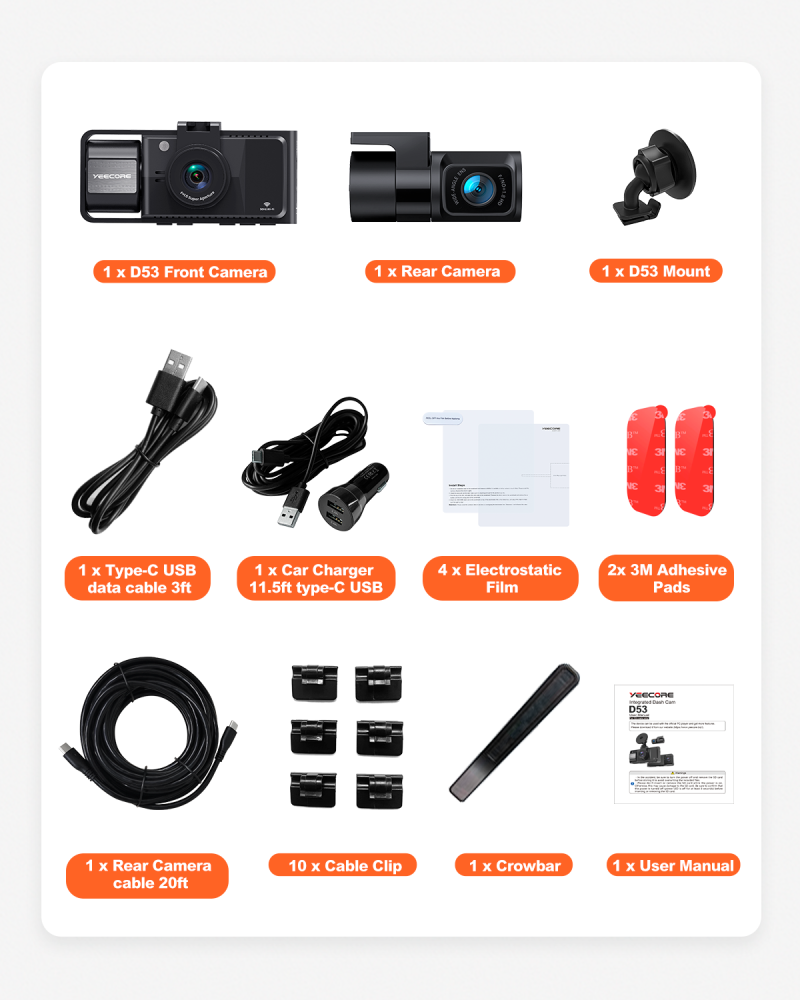 D53 3 Channel dash cam