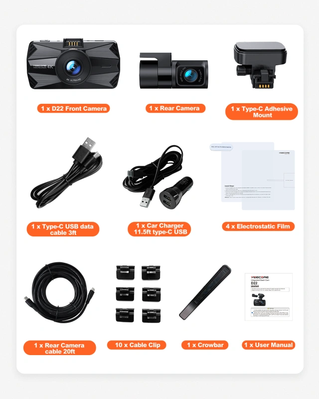 D22 4K Dual dash cam