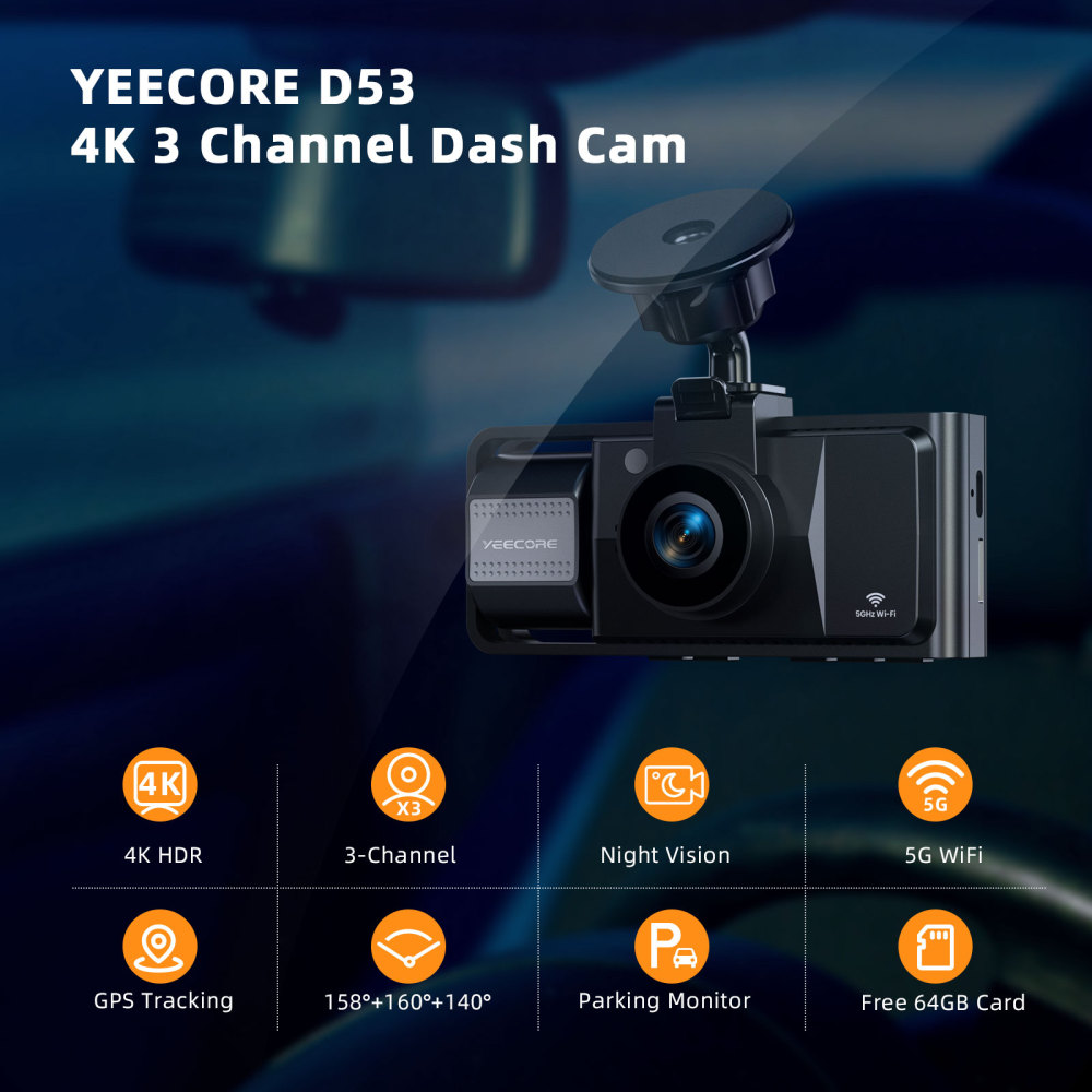 D53 3 Channel dash cam