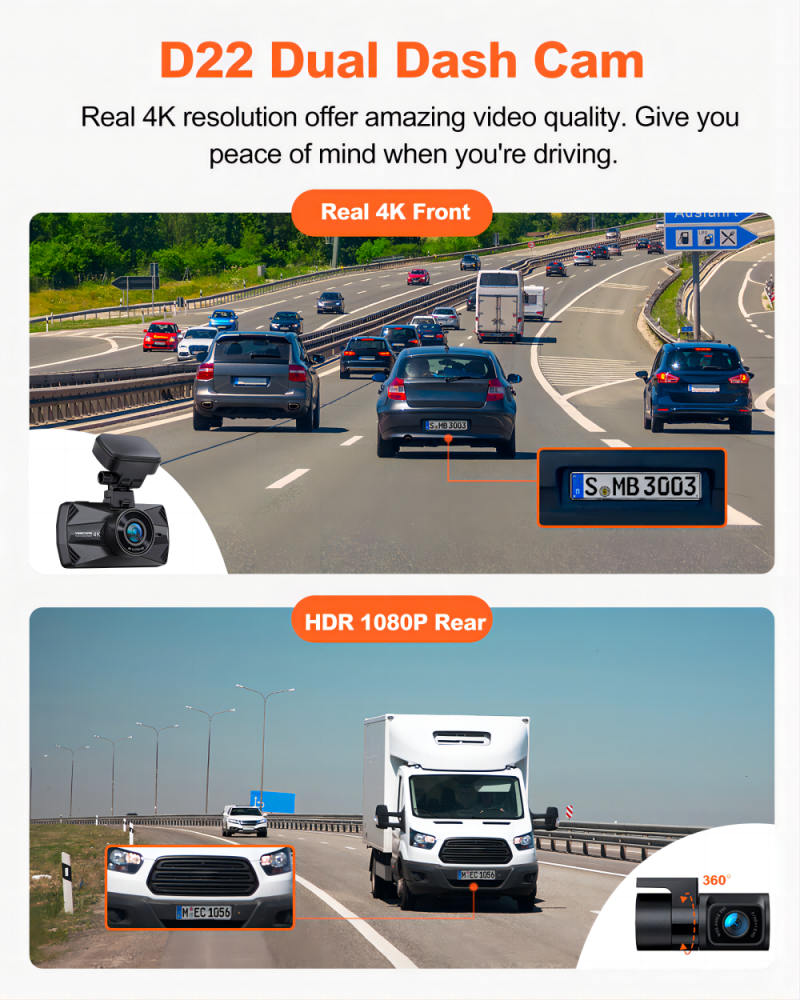 D22 4K Dual dash cam