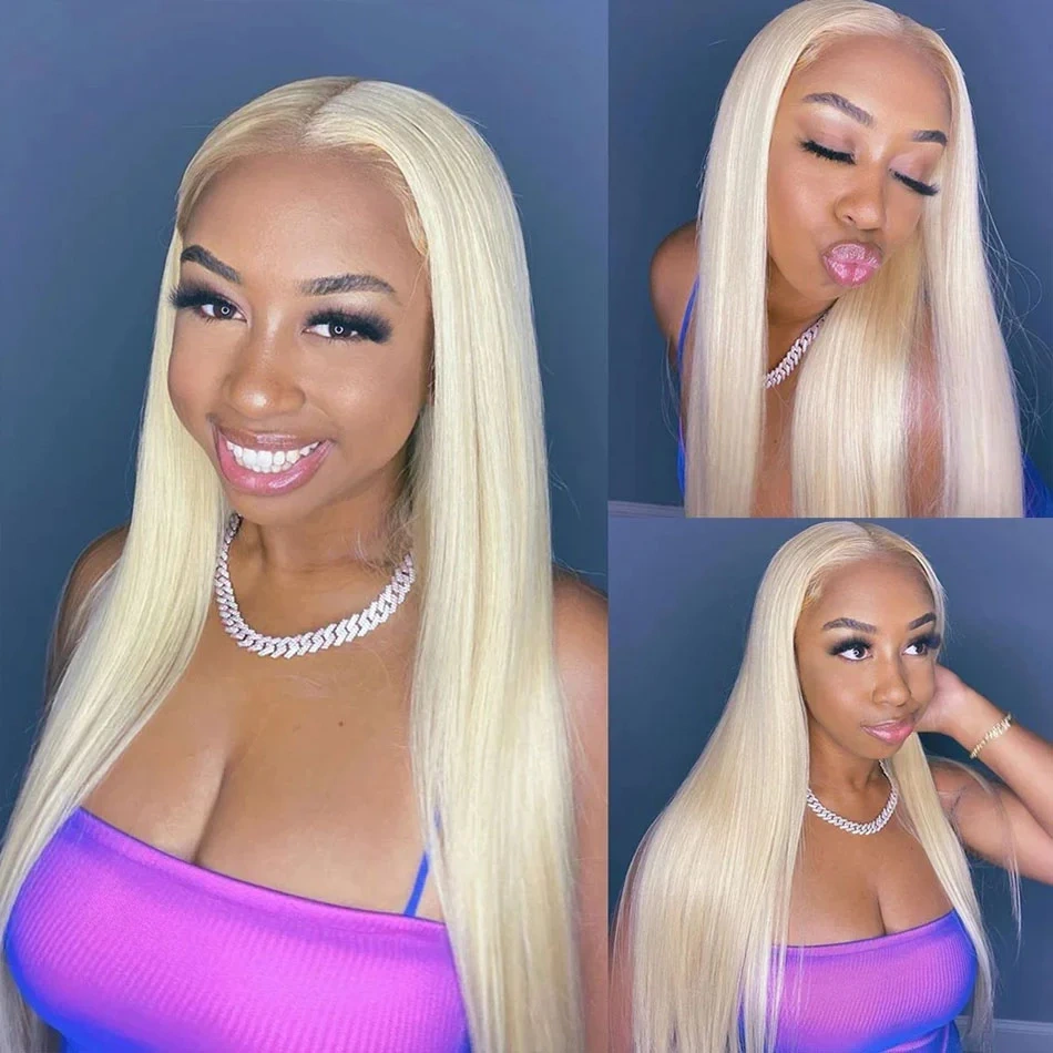 Dima High Quality Blonde 613 Silky Straight 13x4 Transparent Lace Front Pre-made Wig