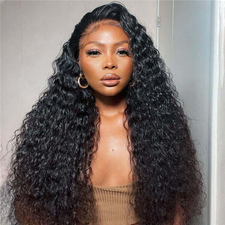 Dima Water Wave 13X4 Transparent Lace Frontal Pre-made Wig Natural Black