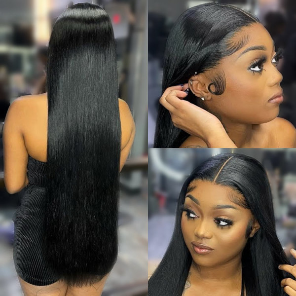 Dima Straight 13x4 Transparent Lace Front Human Hair Pre-made Wig