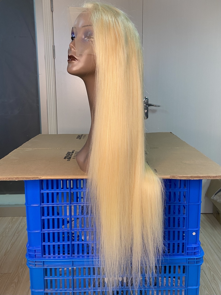 Dima High Quality Blonde 613 Silky Straight 13x4 Transparent Lace Front Pre-made Wig