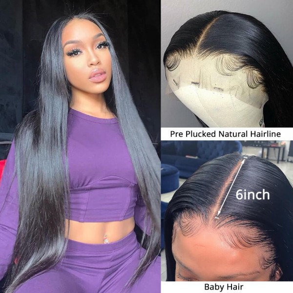 Dima Long 13x6 Transparent Lace Front Pre-made Wigs Human Hair Straight Wig For Women