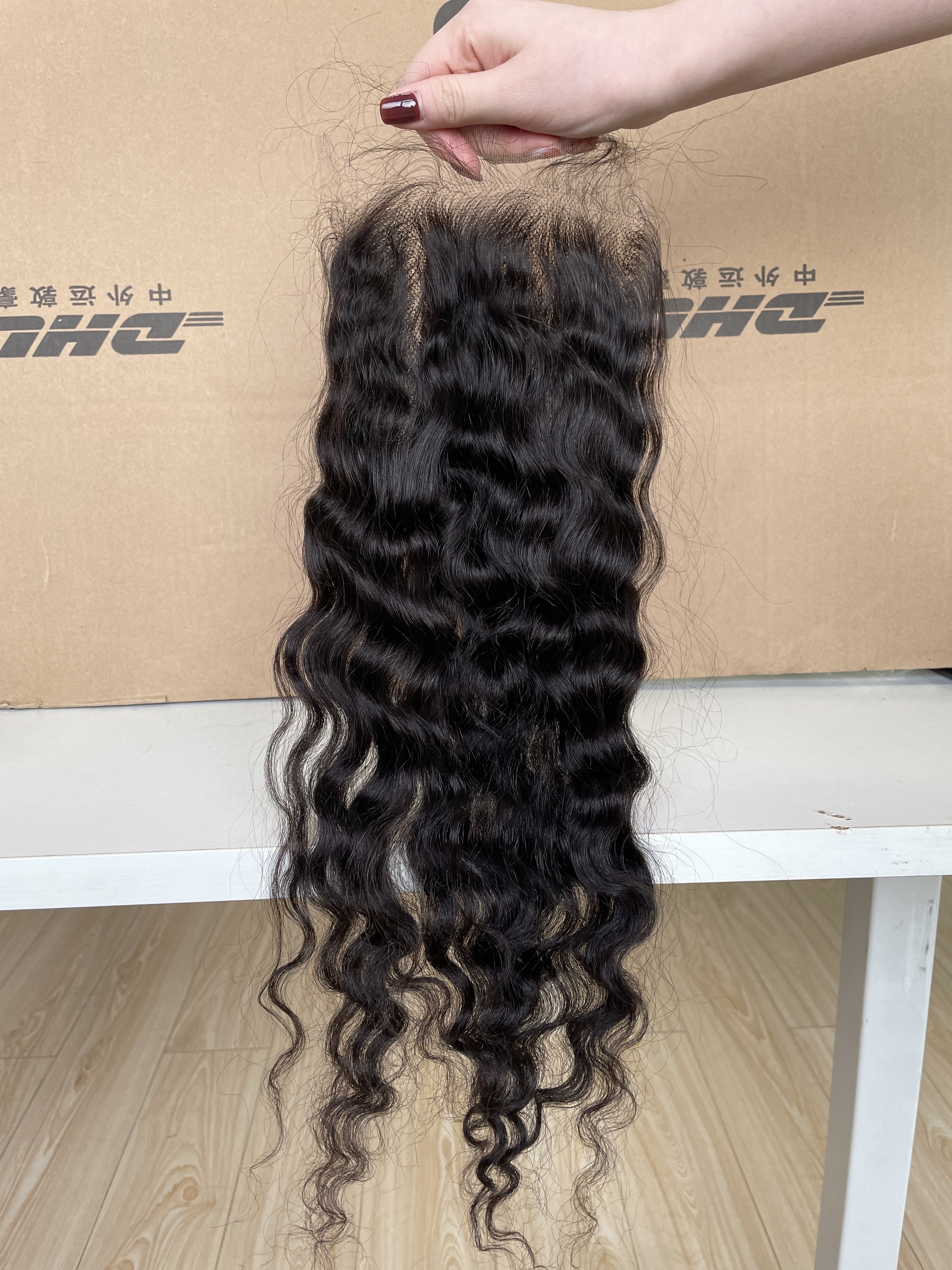 Dima Burmese Curly Raw Human Hair 4x4 Transparent Lace Closure