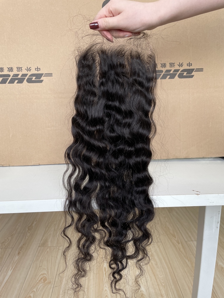 Dima Burmese Curly Raw Human Hair 4x4 Transparent Lace Closure