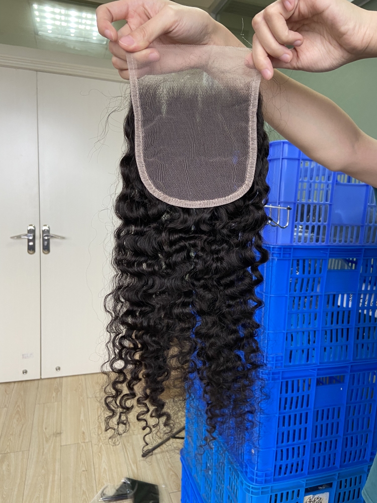 Dima Indian Curly 4x4 Transparent Lace Closure Raw Hair