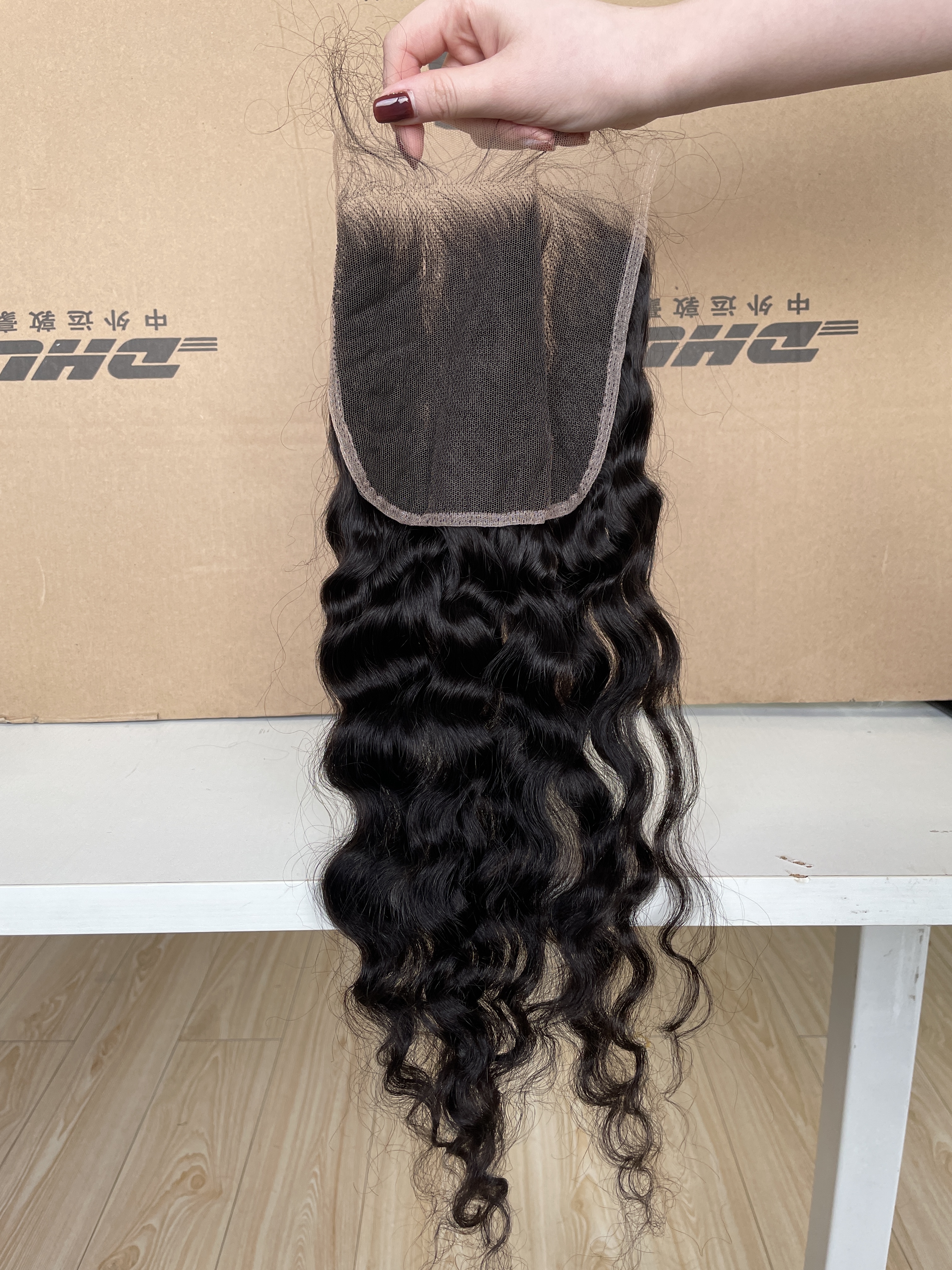 Dima Burmese Curly Raw Human Hair 4x4 Transparent Lace Closure