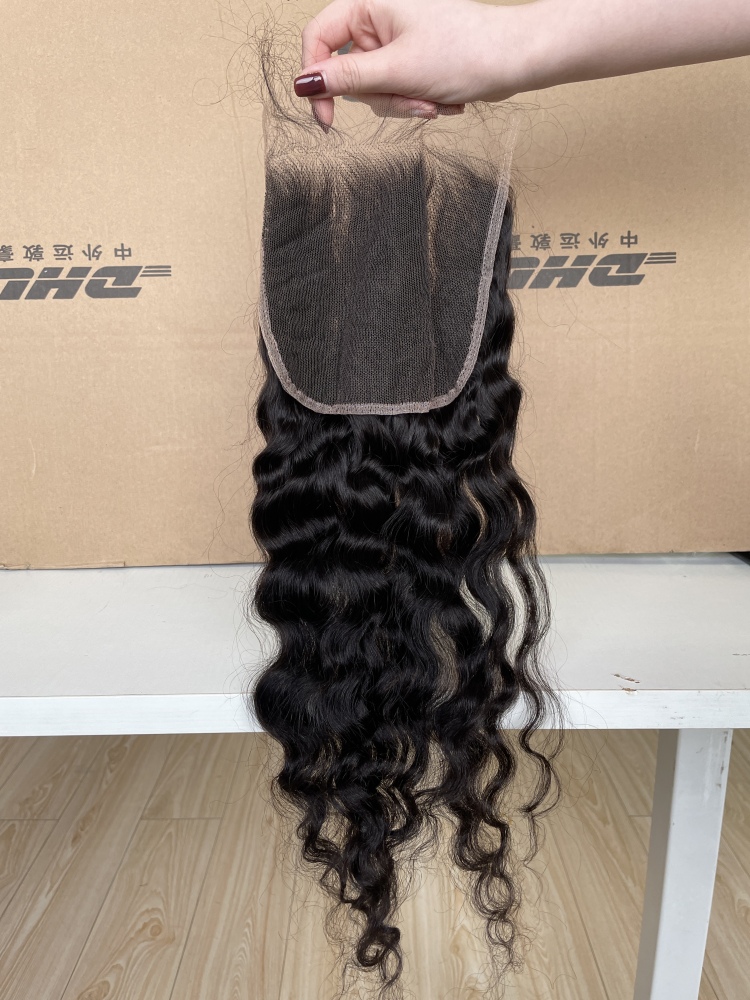 Dima Burmese Curly Raw Human Hair 4x4 Transparent Lace Closure