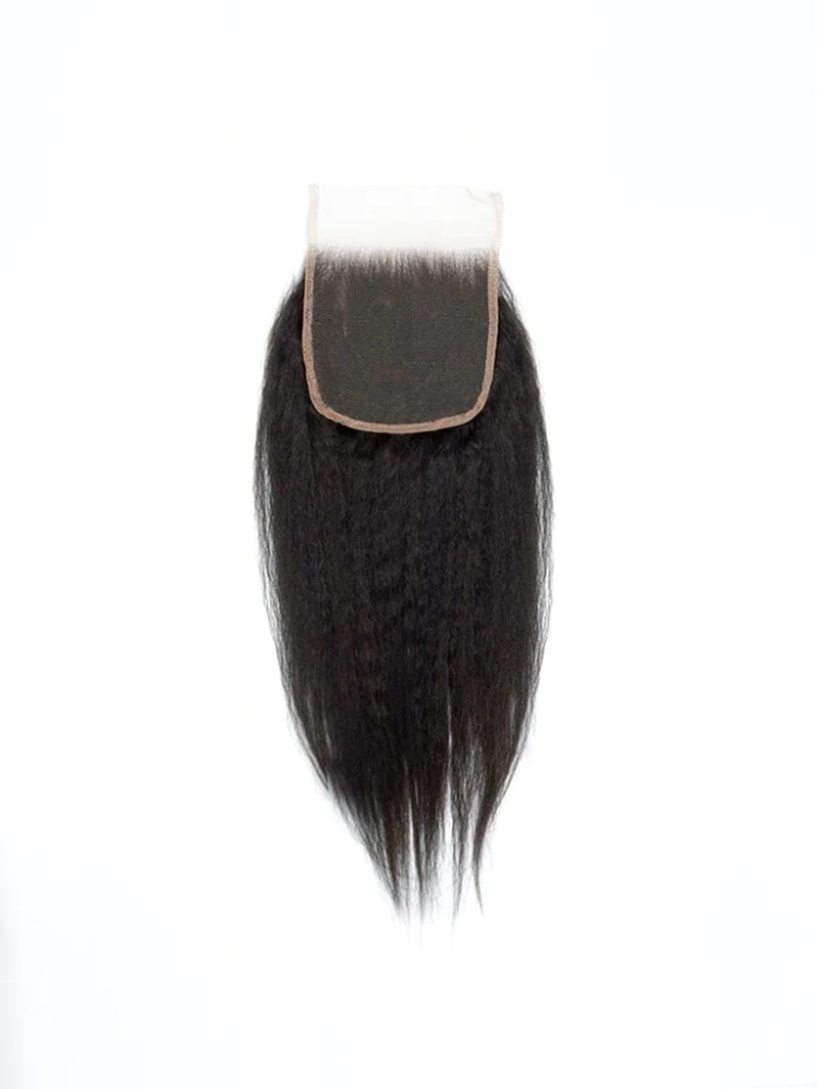 Dima Kinky Straight Brazilian Human Hair Extension Free Part 6x6 Transparent Lace Closure
