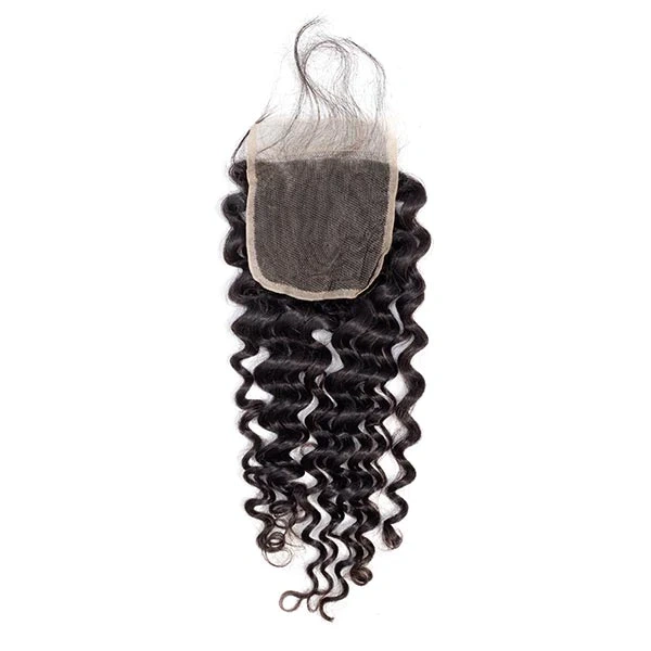Dima 4x4 Transparent Lace Closure High Quality Brazilian Deep Wave Hair