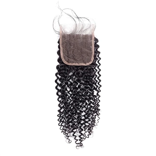 Dima 100% Real Brazilian Hair Jerry Curly 4x4 Transparent Lace Closure