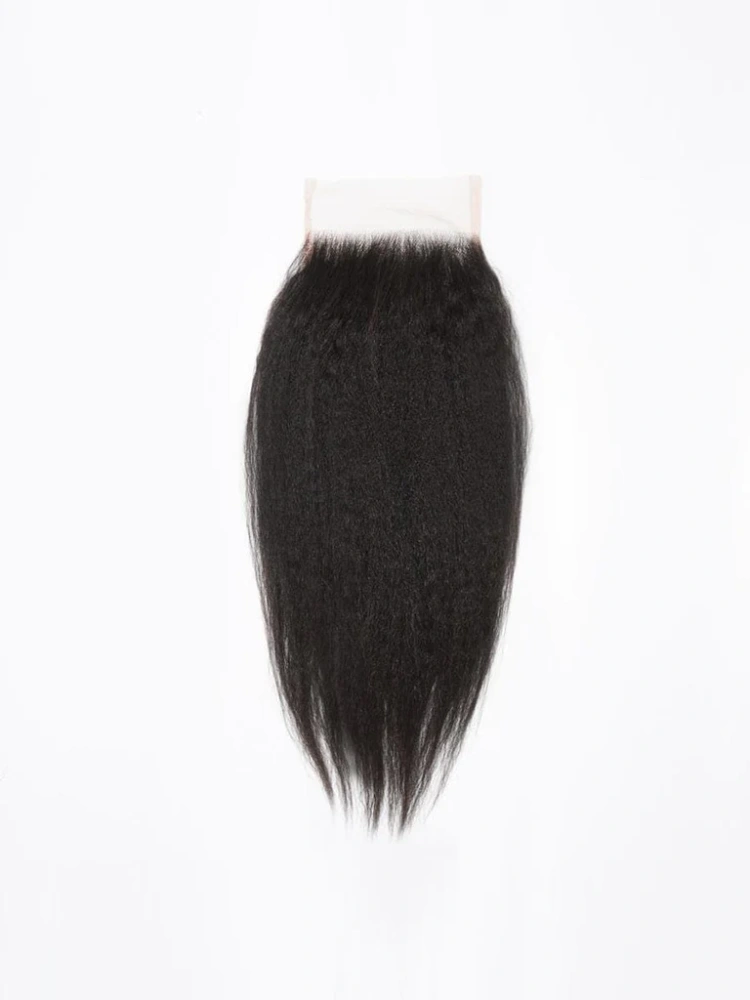Dima Kinky Straight Brazilian Human Hair Extension Free Part 6x6 Transparent Lace Closure