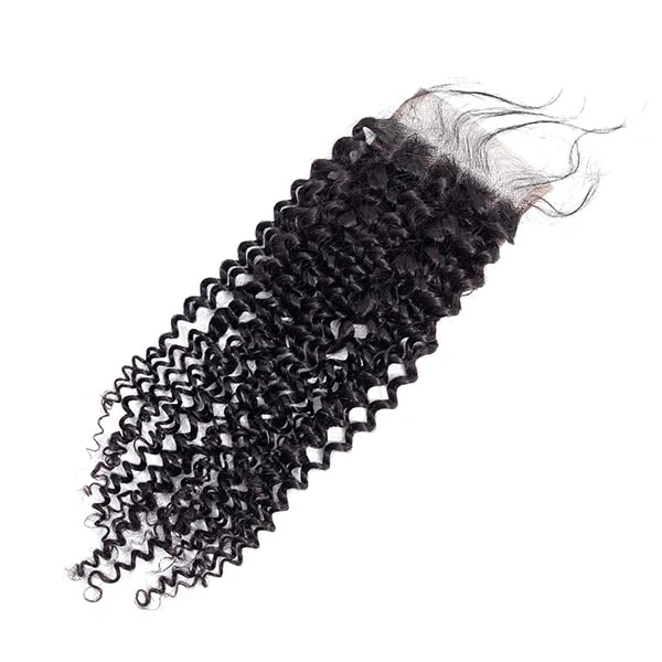 Dima 100% Real Brazilian Hair Jerry Curly 4x4 Transparent Lace Closure