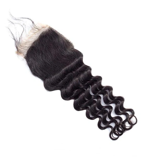 Dima Brazilian Loose Deep Human Hair Extension Free Part 6x6 Transparent Lace Closure