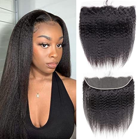 Dima Kinky Straight  12A Brazilian Mink Hair 13x4 Transparent Lace Frontal