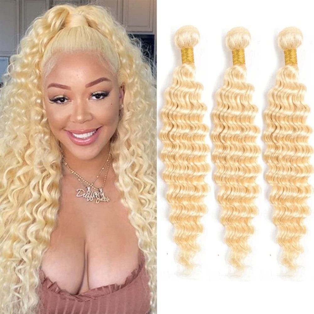 Dima 613 Blonde Color Deep Wave Unprocessed Virgin Hair Single Bundles