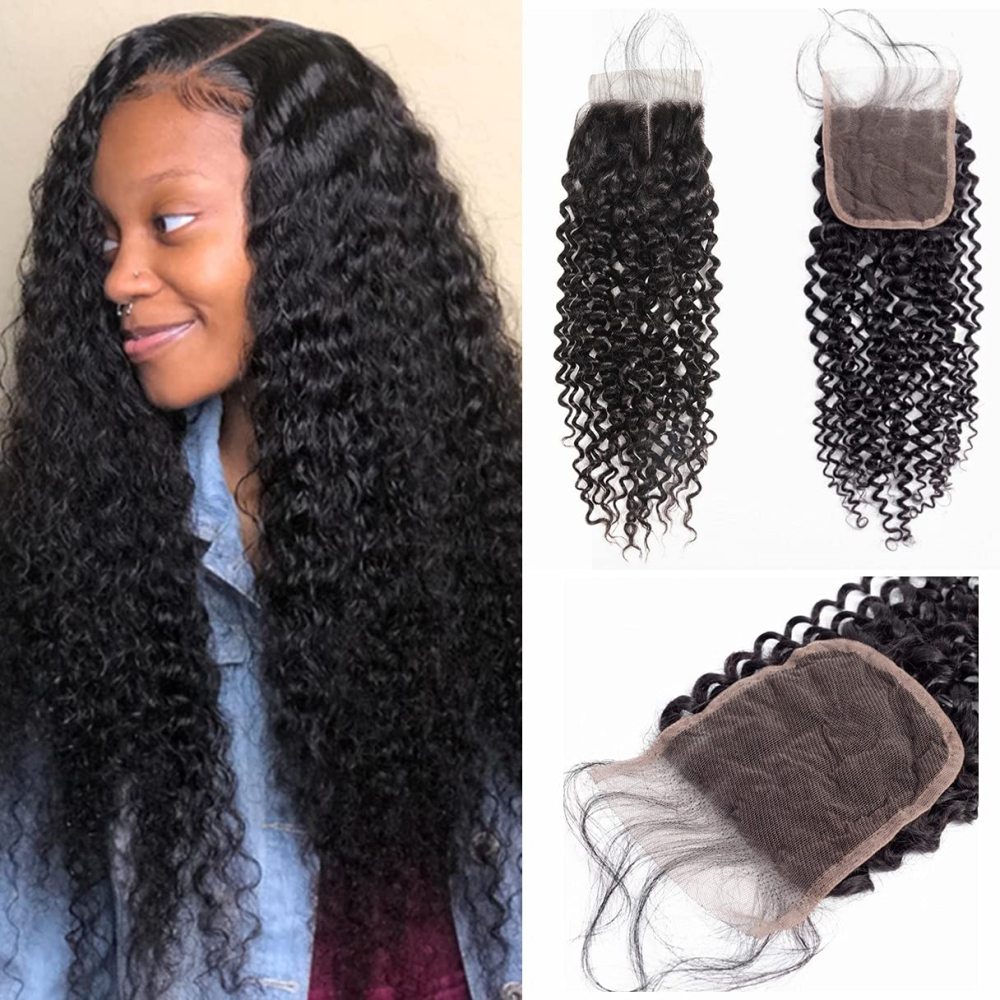 Dima 100% Real Brazilian Hair Jerry Curly 4x4 Transparent Lace Closure