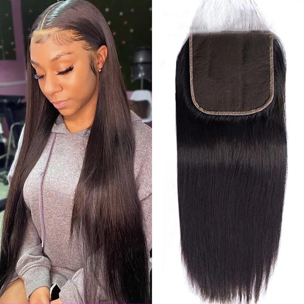 Dima 12A True Brazilian Straight Hair 4x4 Transparent Lace Closure