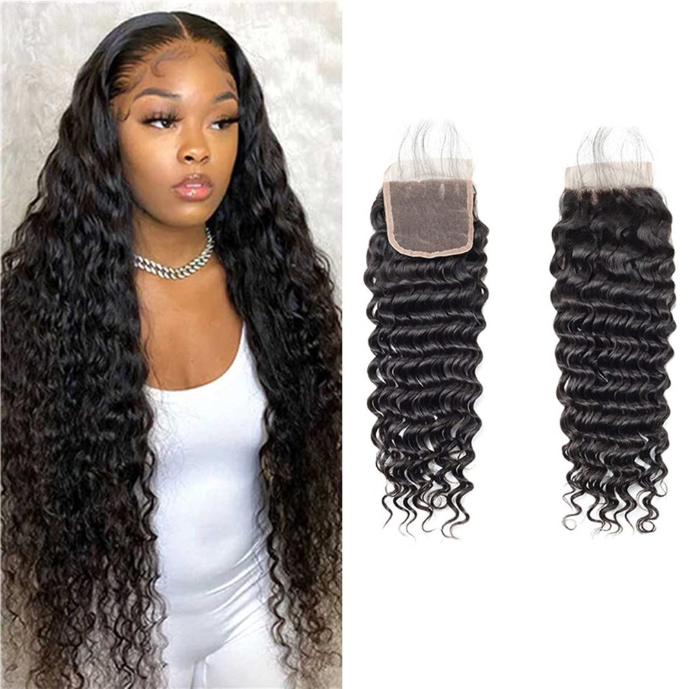 Dima 4x4 Transparent Lace Closure High Quality Brazilian Deep Wave Hair