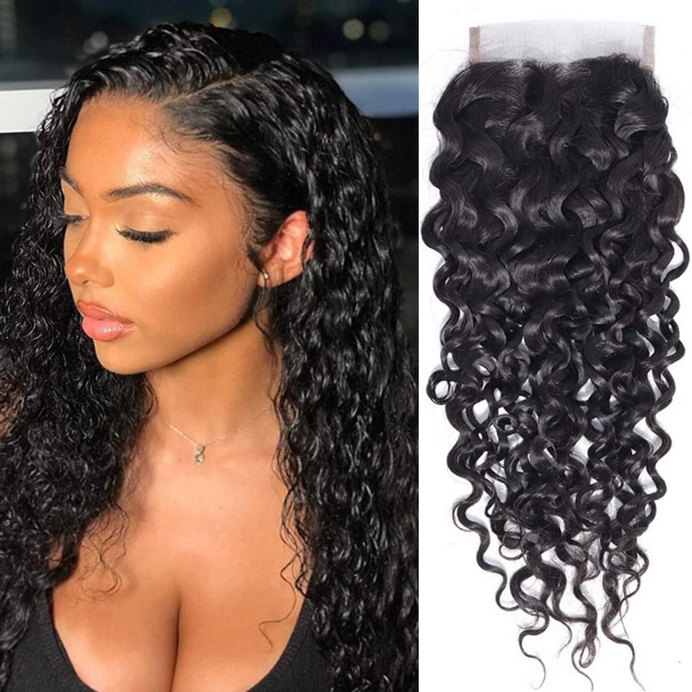 Dima Brazilian Virgin Hair Water Wave 12A Hair 5x5 Transparent Lace Closure
