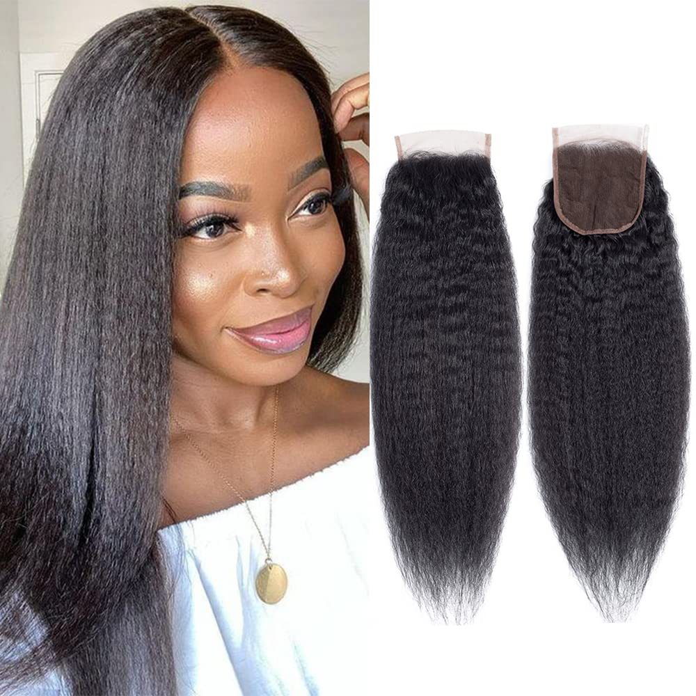 Dima Kinky Straight Brazilian 5x5 Transparent Lace Closure Natural Black Color