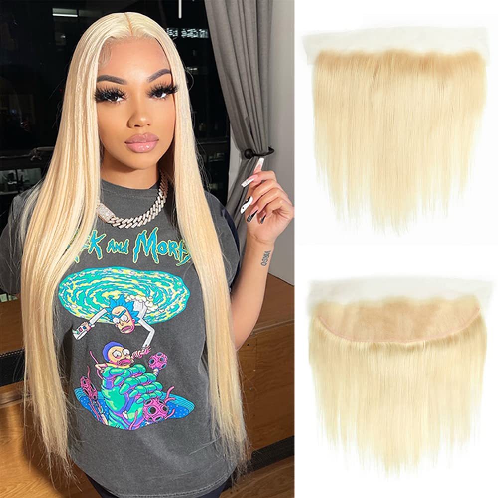 Dima 13X6 Transparent Lace Frontal Blonde #613 Color Straight Virgin Hair