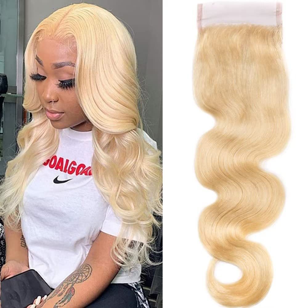 Dima 613 Blonde Color Body Wave Virgin Human Hair 5x5 Transparent Lace Closure