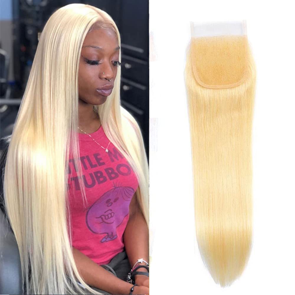 Dima 613 Blonde Color Straight Virgin Human Hair 5x5 Transparent Lace Closure