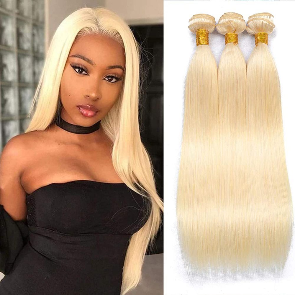 Dima 613 Blonde Human Hair Weaves 3 PCS Straight Virgin Hair  Bundles