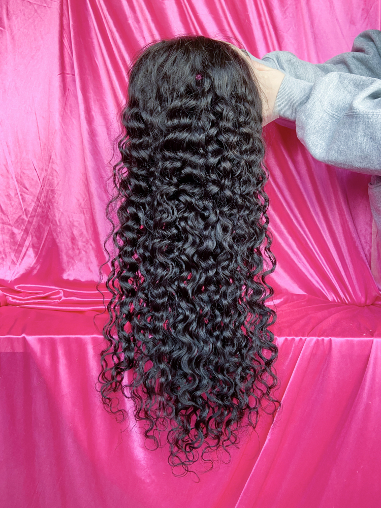 Dima Water Wave 13X4 Transparent Lace Frontal Pre-made Wig Natural Black