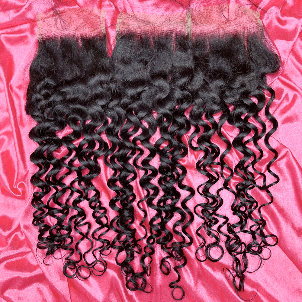 Dima Brazilian Virgin Hair Water Wave 12A Hair 5x5 Transparent Lace Closure