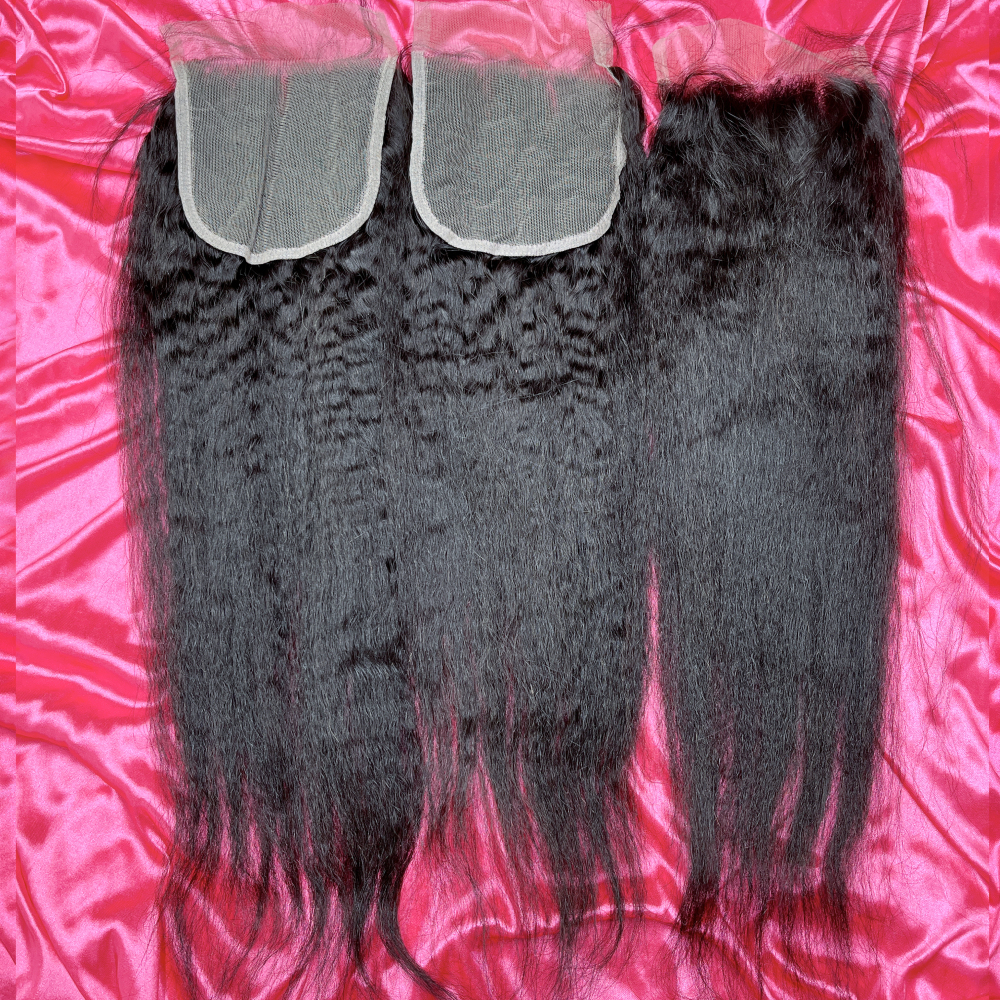 Dima Kinky Straight Brazilian 5x5 Transparent Lace Closure Natural Black Color