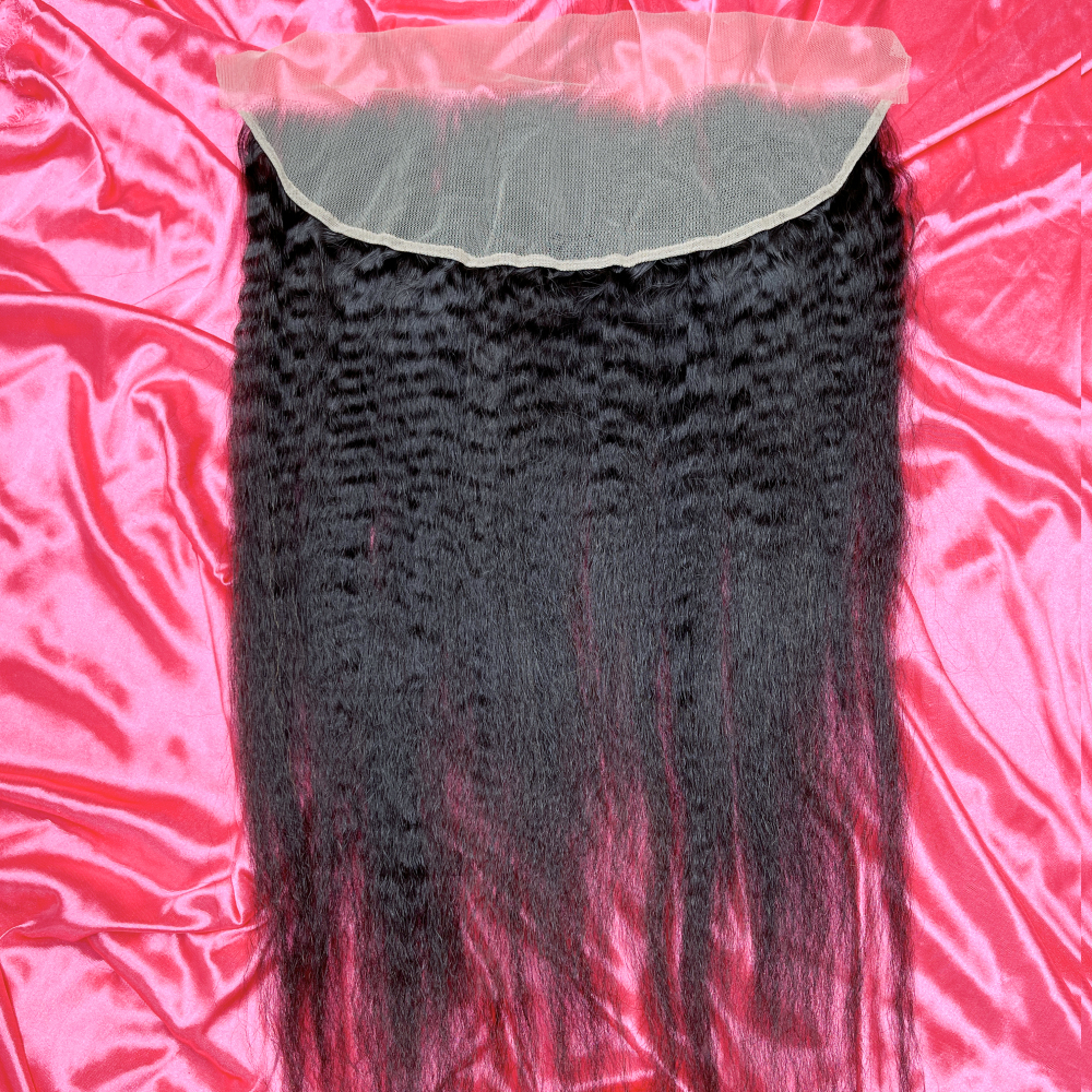 Dima Kinky Straight  12A Brazilian Mink Hair 13x4 Transparent Lace Frontal