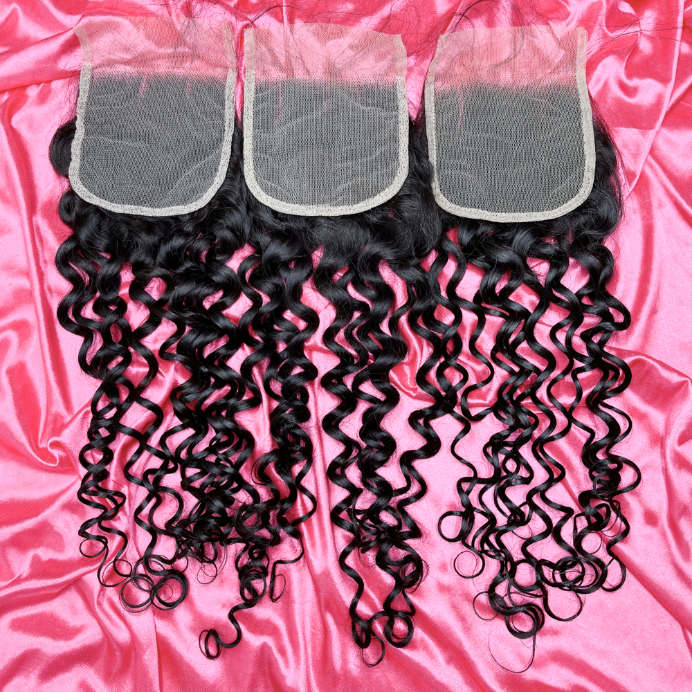 Dima Brazilian Virgin Hair Water Wave 12A Hair 5x5 Transparent Lace Closure
