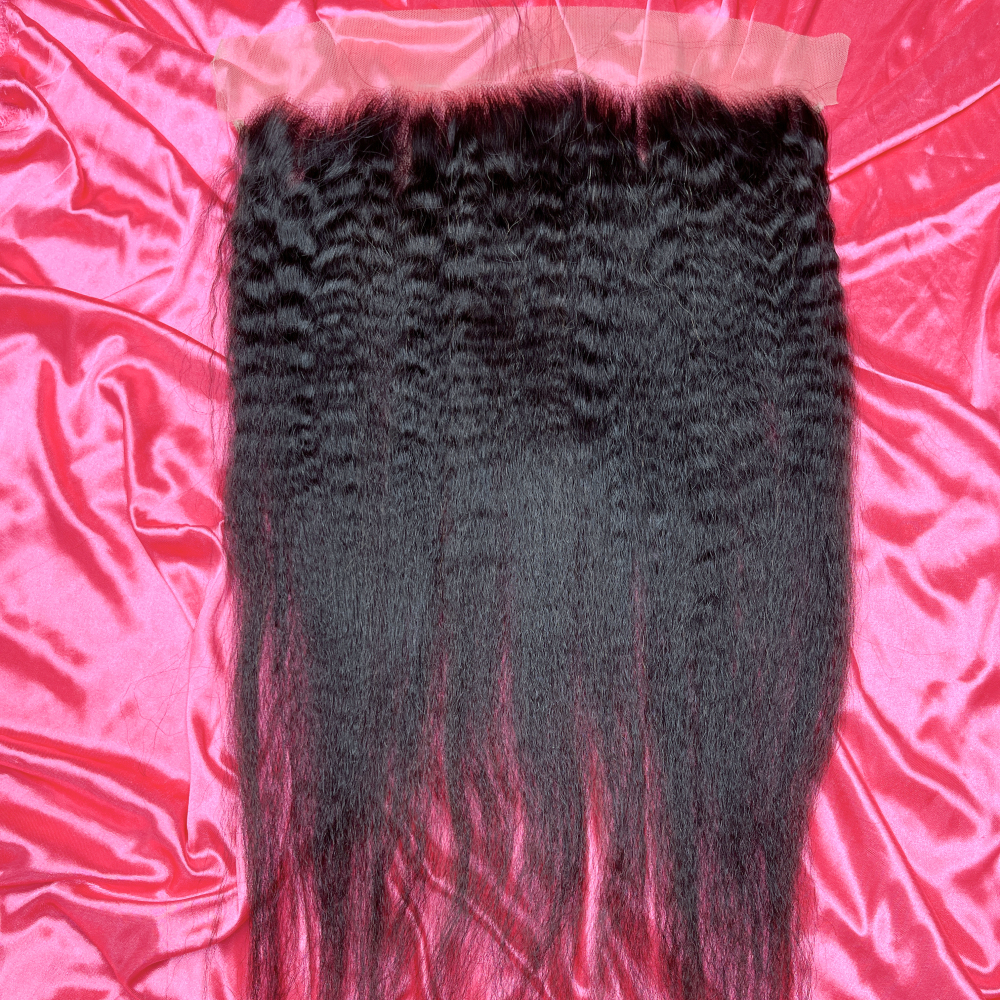 Dima Kinky Straight  12A Brazilian Mink Hair 13x4 Transparent Lace Frontal