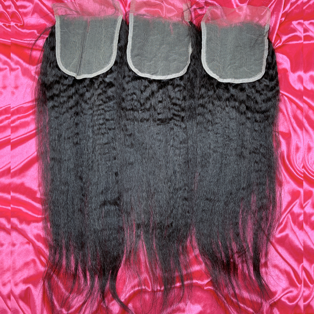 Dima Kinky Straight Brazilian 5x5 Transparent Lace Closure Natural Black Color