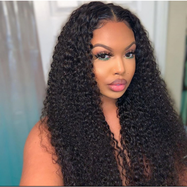 Dima Jerry Curly Human Hair 13x6 Transparent Lace Front Pre-made Wig