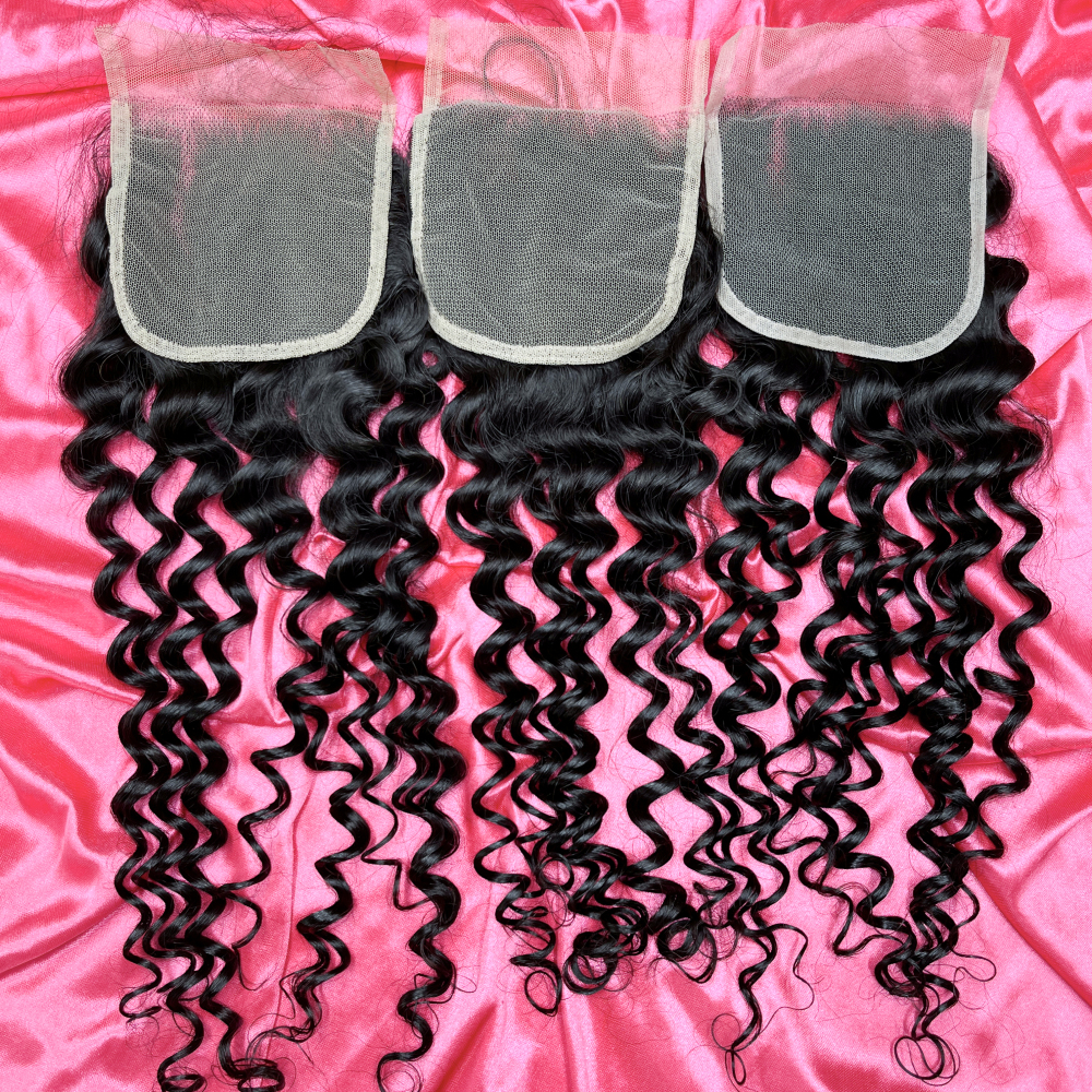 Dima Deep Wave Transparent Closure 5x5 Free Part 100% Brazilian Human Hair