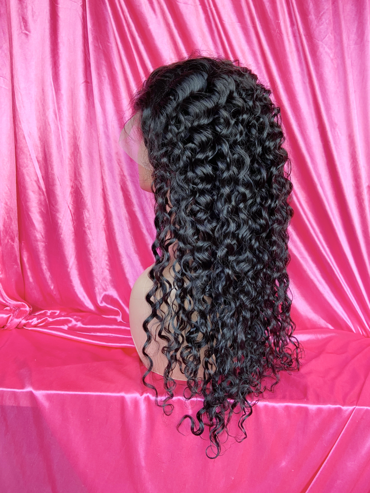 Dima Water Wave 13X4 Transparent Lace Frontal Pre-made Wig Natural Black