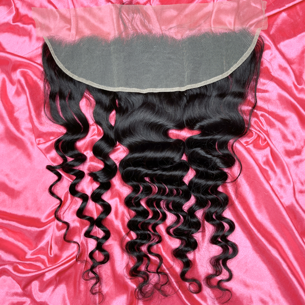 Dima Brazilian Virgin Hair Loose Deep 13x4 Transparent Lace Frontal Natural Color