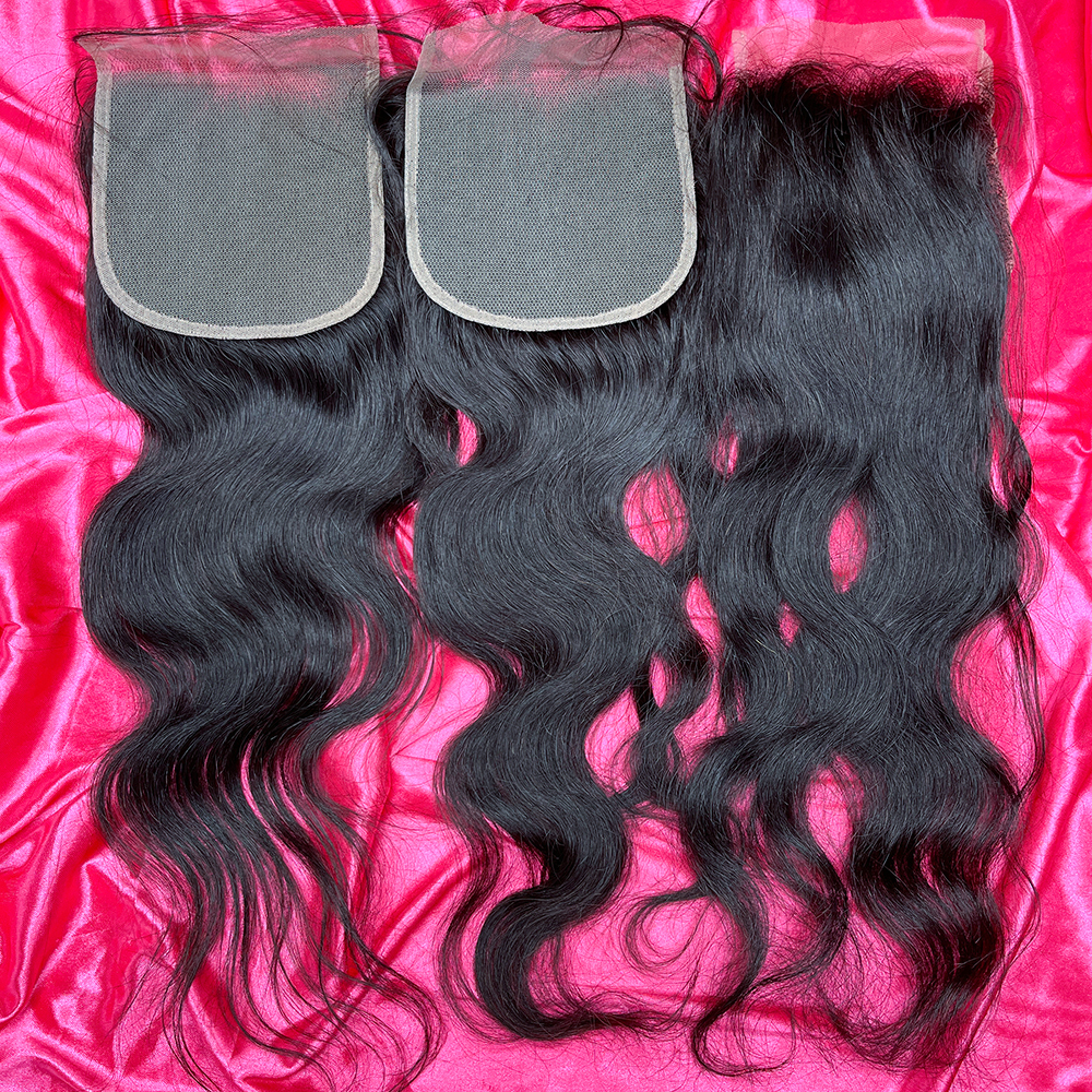 Dima Indian Wavy 100% Raw Human Hair Sew In 5x5 Transparent Lace Closure