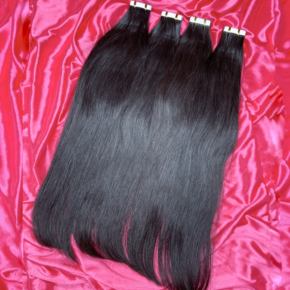 Dima 12a Grade Straight Tape In Human Hair Extension Natural Color 20 Pcs