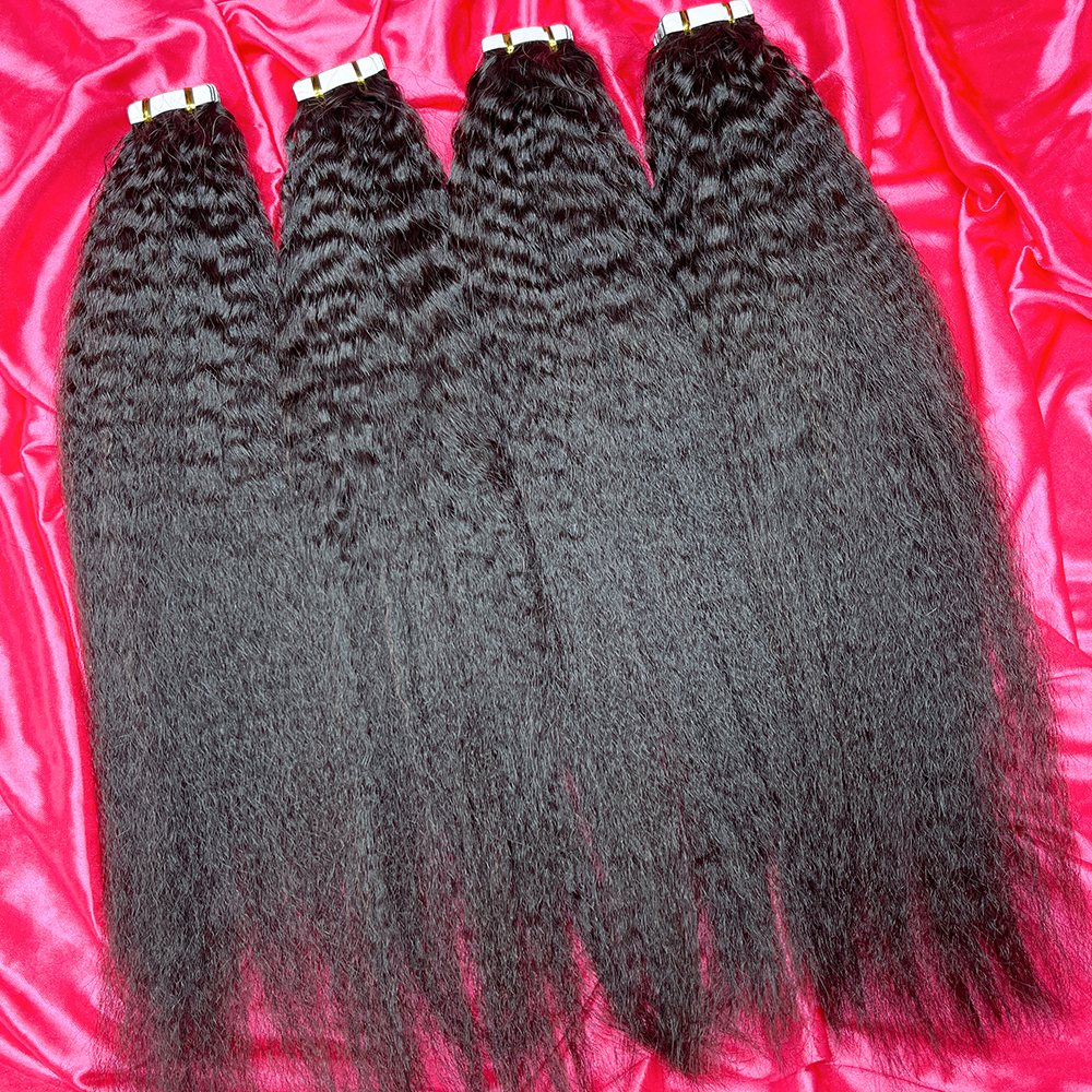 Dima Hair 12a Grade Kinky Straight Invisible Tape In Extension 20 Pcs