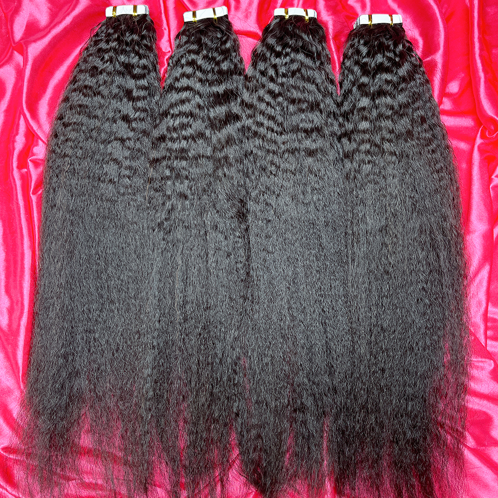 Dima Hair 12a Grade Kinky Straight Invisible Tape In Extension 20 Pcs